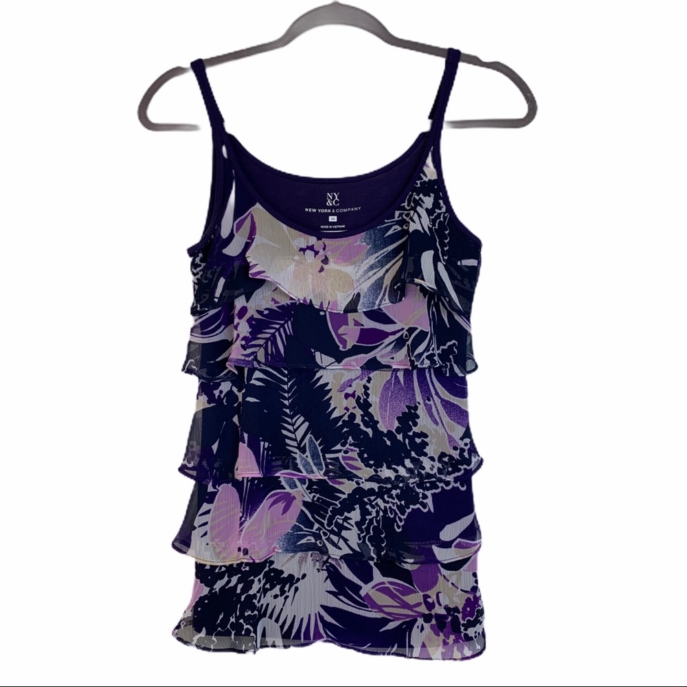 New York & Company Floral Ruffle Tank